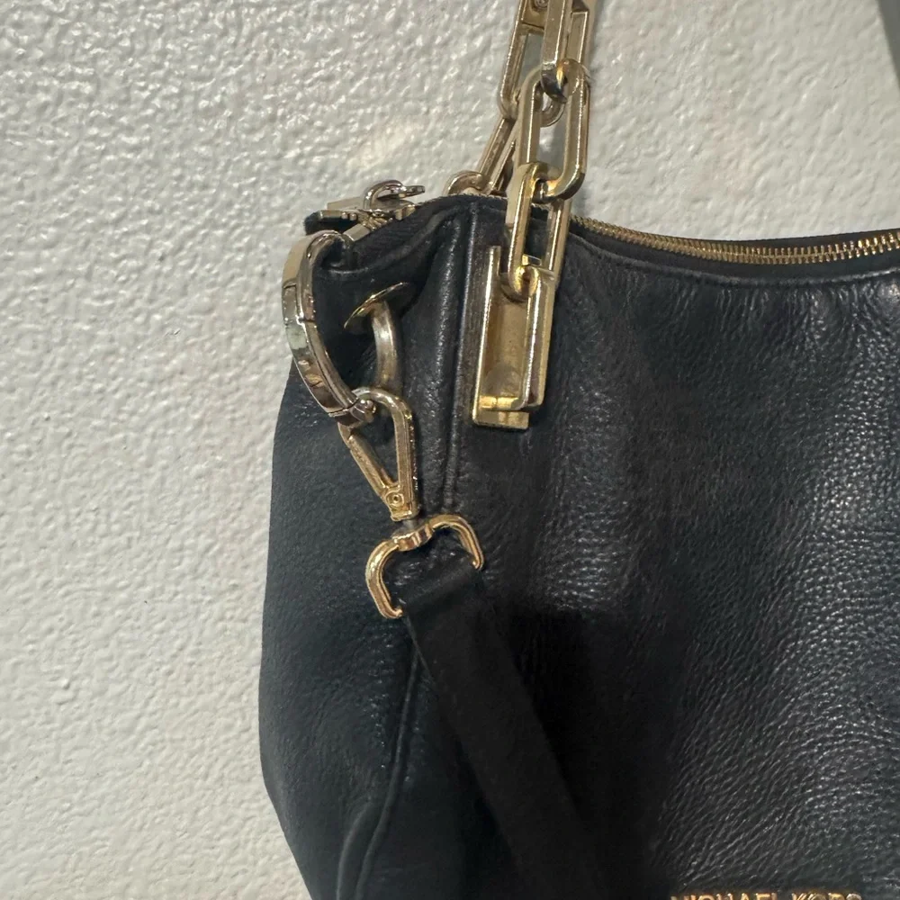 Michael Kors Brooke Black crossbody Shoulder Bag with Gold Accents